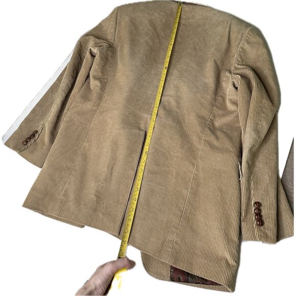 Lauren Ralph Lauren Blazer Men 42 L Brown Corduroy Elbow Patch Paisley Lining - Picture 9 of 9